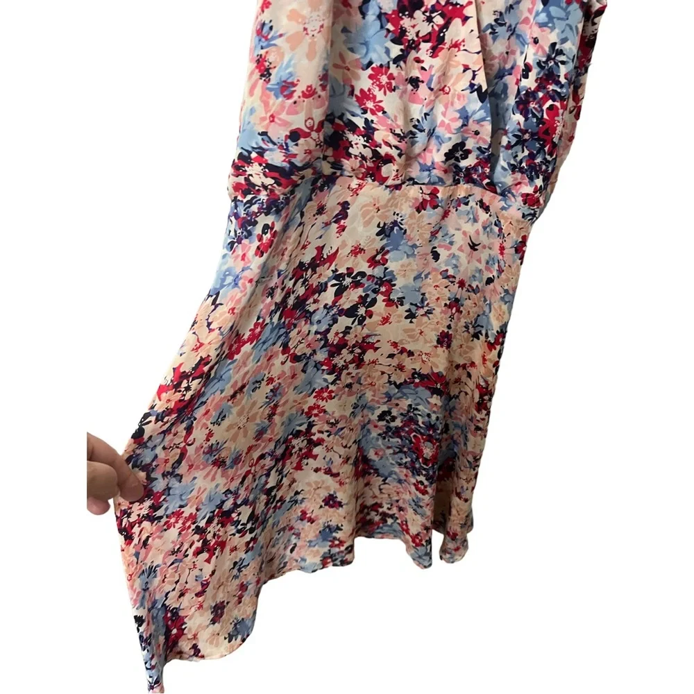 PARKER 100% SILK FLORAL CRISS CROSS FRONT STRAPPY FLOWY DRESS SIZE MEDIUM - Picture 5 of 16